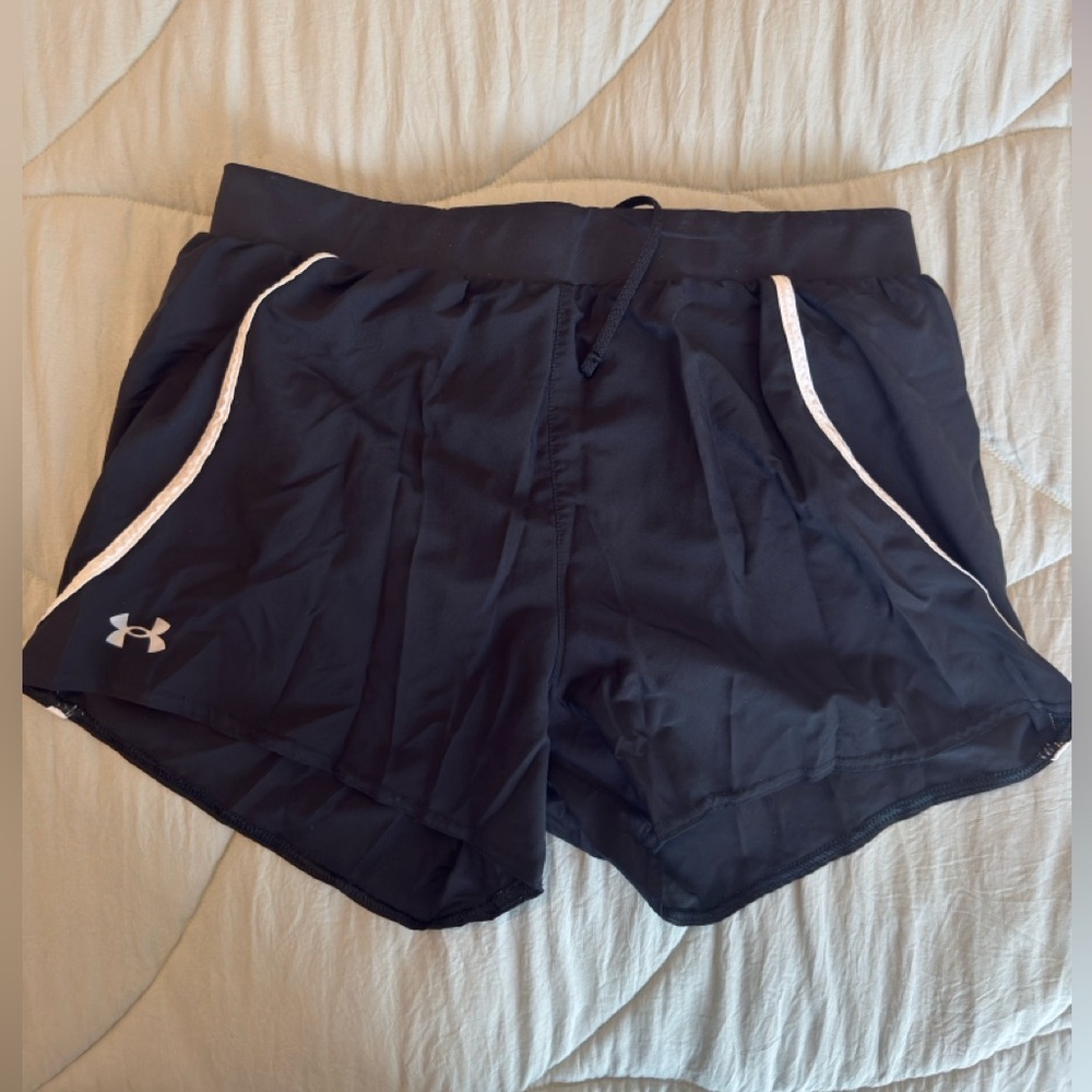 Under Armour Black Women's Athletic Shorts with White Piping